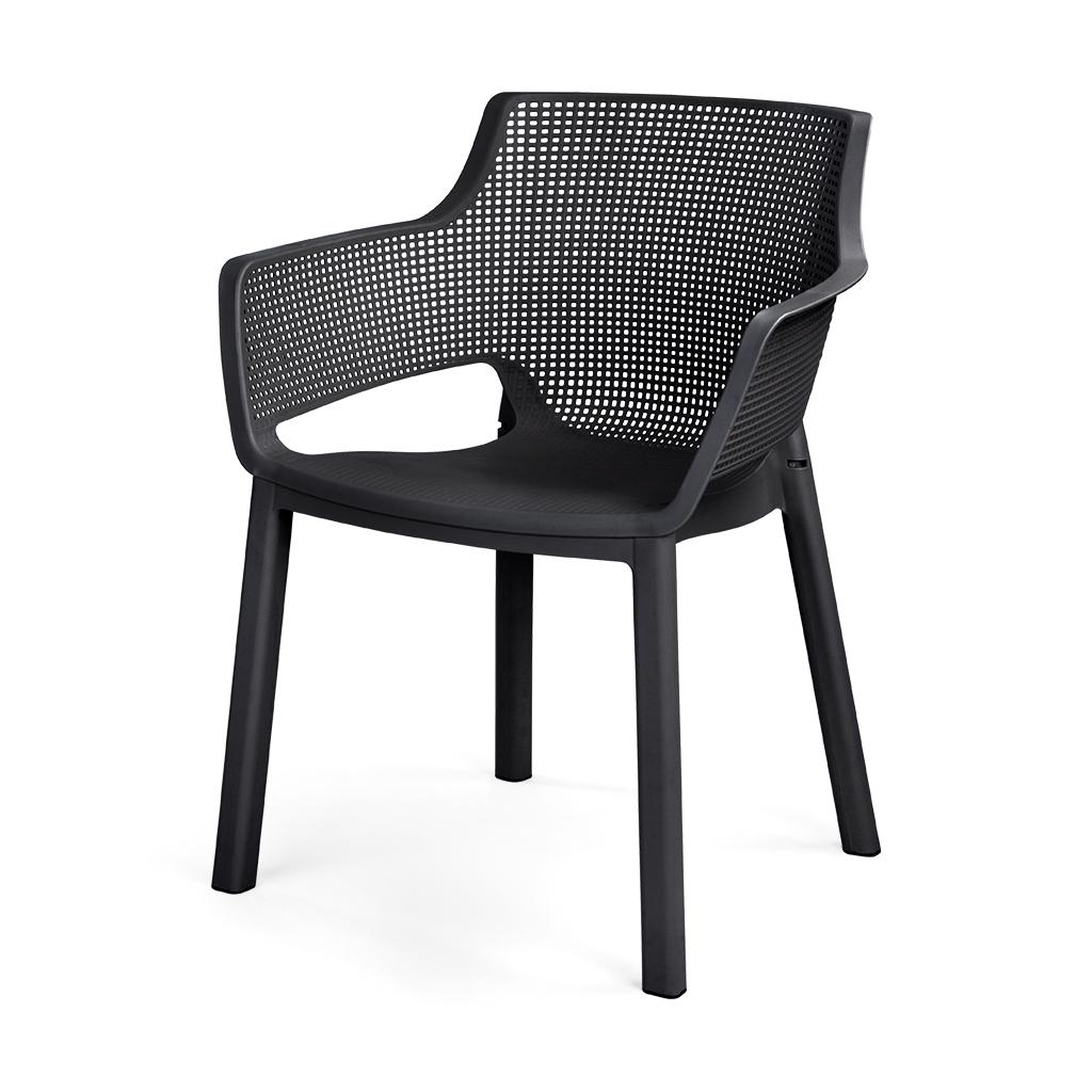 صندلی مشکی مدرن با پشتی توری و طراحی یکپارچه